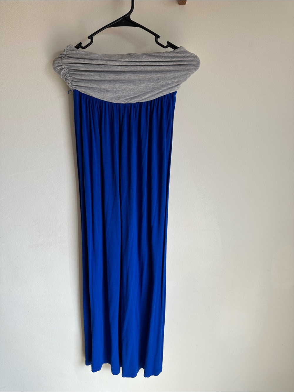 Sugar Rain S Grey & Royal Blue Strapless Maxi Dress
